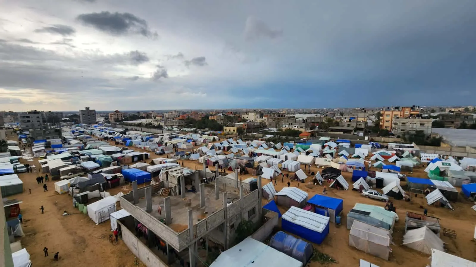 view of tent encampments in Gaza