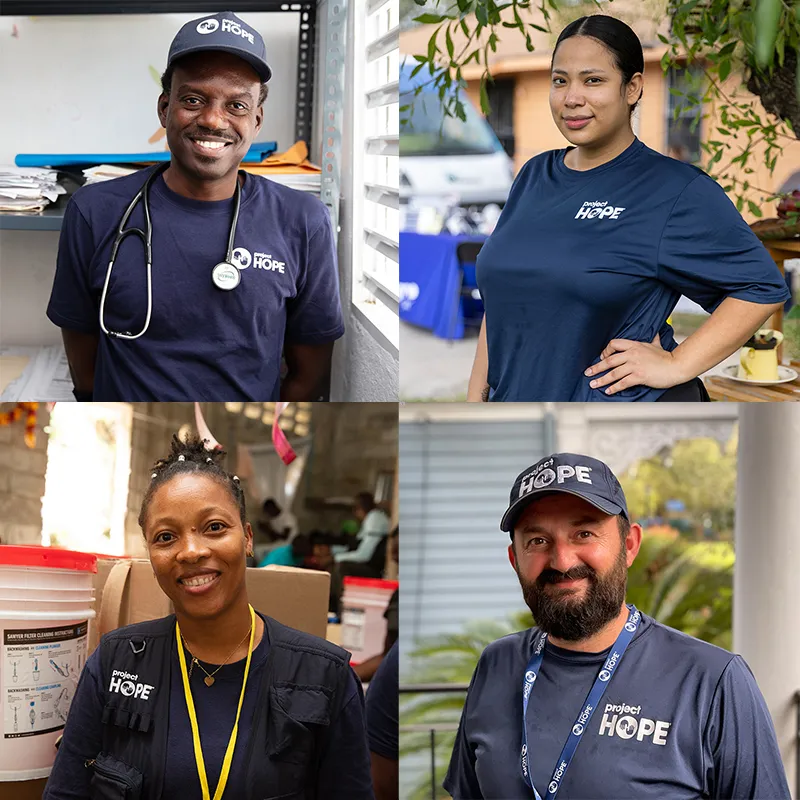 group of Project HOPE staff in a collage